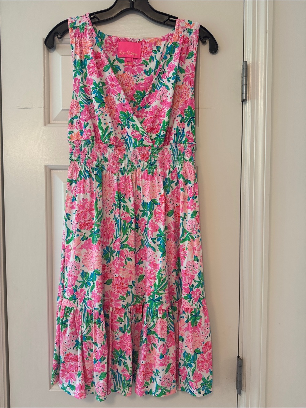 Lilly Pulitzer V-Neck Floral Dress - Pink, Green & Blue